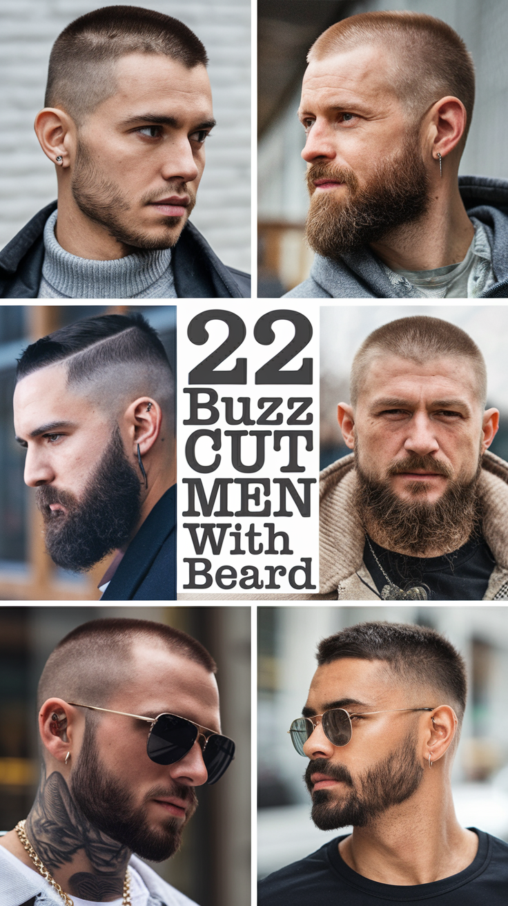 22 Buzz Cut Men with Beard Styles: Fades, Glasses, Blonde, Long, and Short Ideas
