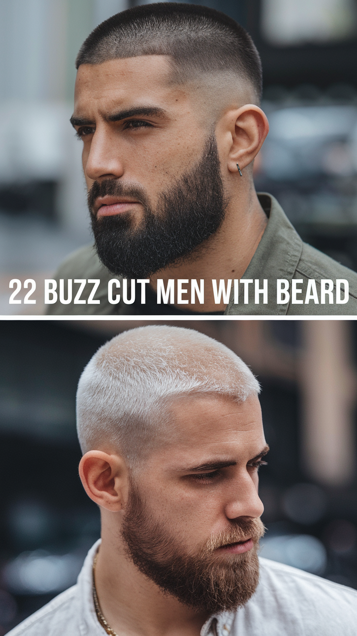 22 Buzz Cut Men with Beard Styles: Fades, Glasses, Blonde, Long, and Short Ideas