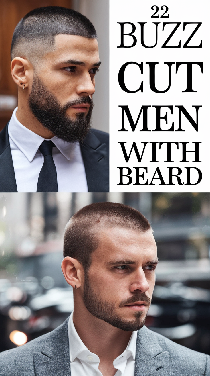 22 Buzz Cut Men with Beard Styles: Fades, Glasses, Blonde, Long, and Short Ideas